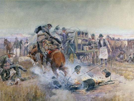 Bronc Breakfast - Charles Marion Russell Paintings